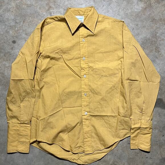 Vintage 60s Master Built True Vintage Yellow Button Up Shirt - Picture 1 of 4